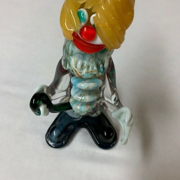 Murano Glass Clown 8″ Hand Blown Yellow Hair - Picture 2 of 8